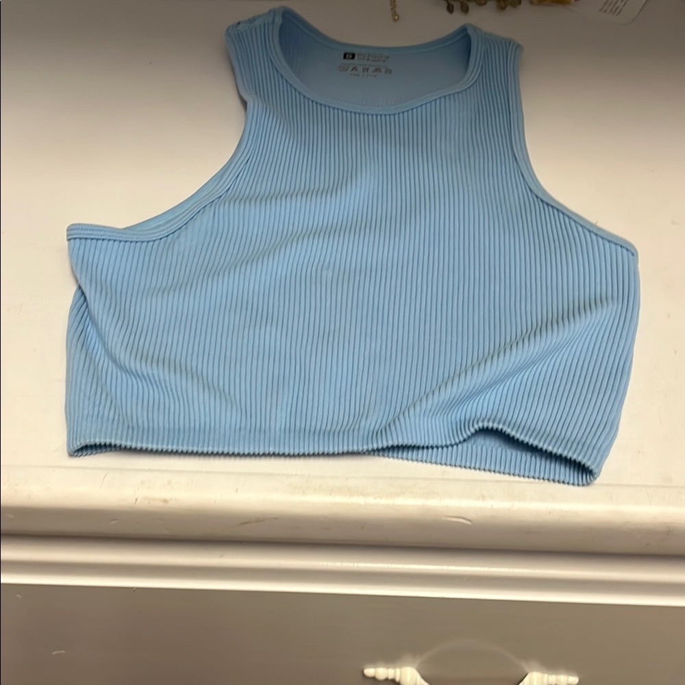 Light Blue Ribbed Crop Top
